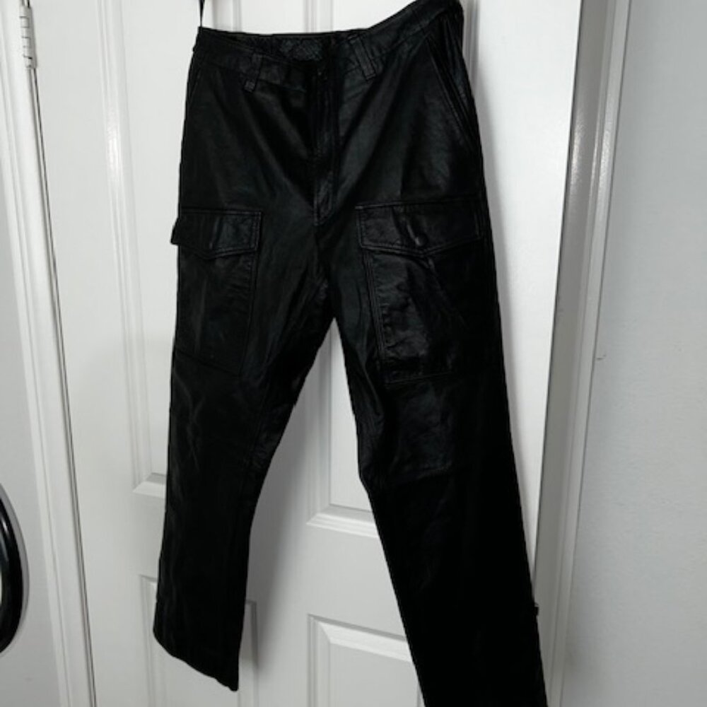 Leather Pants with Cargo Pockets by DKNY. Waist: 34. Length: 31.
